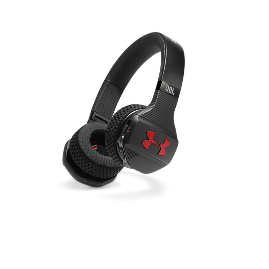 UA Sport Wireless Train – Engineered by JBL - Black / Red - Wireless on-ear headphone built for the gym - Hero