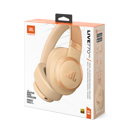 JBL Live 770NC - Sandstone - Wireless Over-Ear Headphones with True Adaptive Noise Cancelling - Detailshot 10