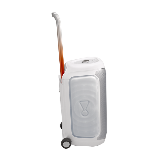 JBL PartyBox 330 - White - Portable party speaker with JBL legendary sound, futuristic lighting, a telescopic handle and wide wheels. - Left