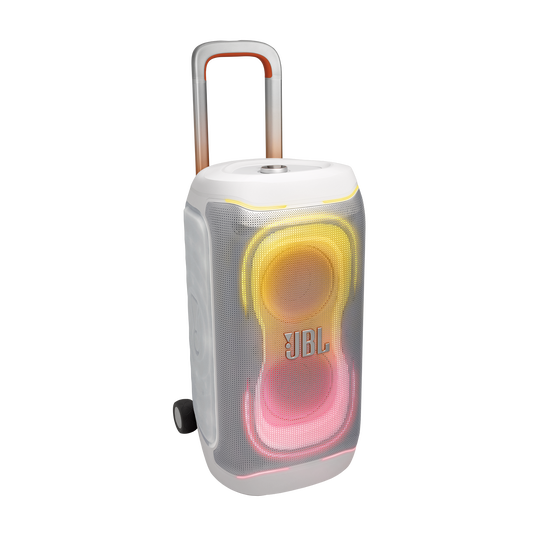 JBL PartyBox 330 - White - Portable party speaker with JBL legendary sound, futuristic lighting, a telescopic handle and wide wheels. - Detailshot 1