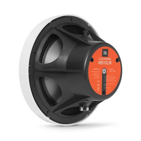 Club Marine MS10LW - White Gloss - 10" (250mm) marine audio subwoofer with RGB lighting &ndash; White - Detailshot 1