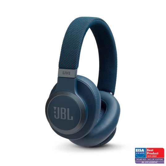 JBL Live 650BTNC - Blue - Wireless Over-Ear Noise-Cancelling Headphones - Hero