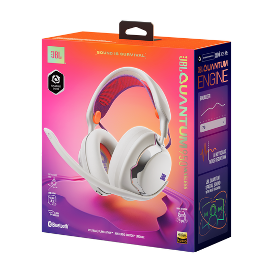 JBL Quantum 950 - White - Wireless multiplatform gaming headset with adaptive Noise Cancelling - Detailshot 15