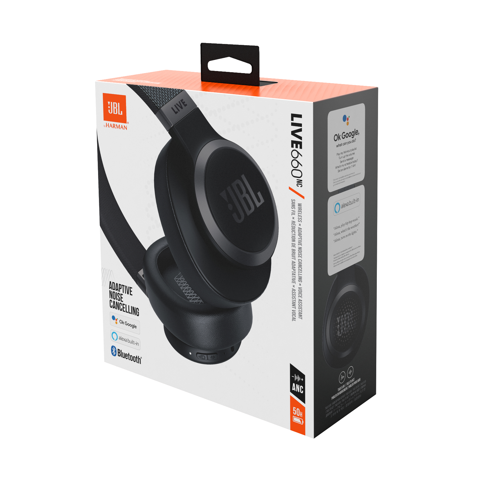Belaidės ausis apgaubiančios triukšmą slopinančios Ausinės JBL Live 660NC,  Juoda | Varle.lt