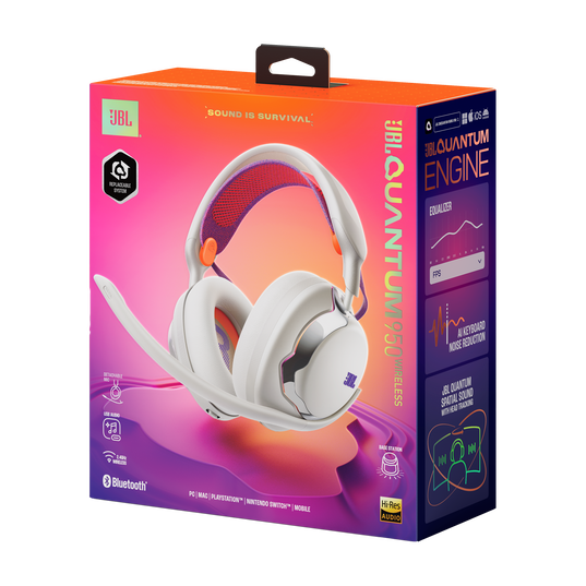 JBL Quantum 950 - White - Wireless multiplatform gaming headset with adaptive Noise Cancelling - Detailshot 15