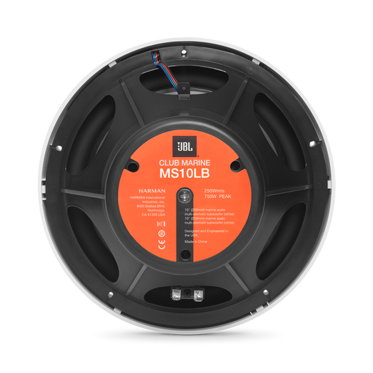 Club Marine MS10LB - Black Matte - Club Marine MS10LB—10" (250mm) marine audio multi-element subwoofer with RGB lighting – Black - Back