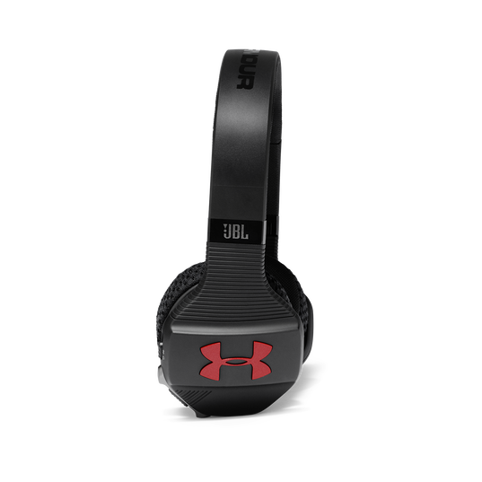 UA Sport Wireless Train &ndash; Engineered by JBL - Black / Red - Wireless on-ear headphone built for the gym - Detailshot 1