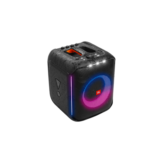 JBL PartyBox Encore - Black - Portable party speaker with 100W powerful sound, built-in dynamic light show, included digital wireless mics, and splash proof design. - Detailshot 3