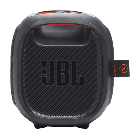 JBL PartyBox On-the-Go Essential - Black - Portable party speaker with built-in lights and wireless mic - Left