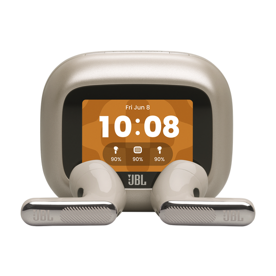 JBL Live Flex 4 - Sand - True wireless Noise Cancelling earbuds - Hero