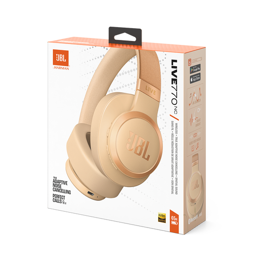 JBL Live 770NC - Sandstone - Wireless Over-Ear Headphones with True Adaptive Noise Cancelling - Detailshot 10