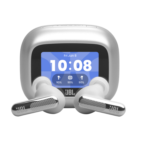 JBL Live Beam 4 - Silver - True wireless Noise Cancelling earbuds - Hero
