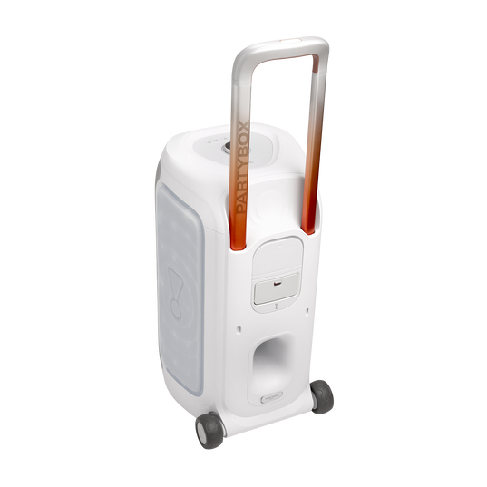 JBL PartyBox 330 - White - Portable party speaker with JBL legendary sound, futuristic lighting, a telescopic handle and wide wheels. - Back