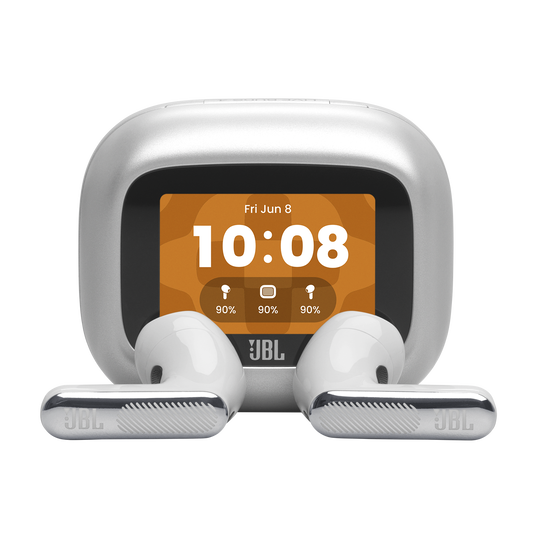 JBL Live Flex 4 - Silver - True wireless Noise Cancelling earbuds - Hero