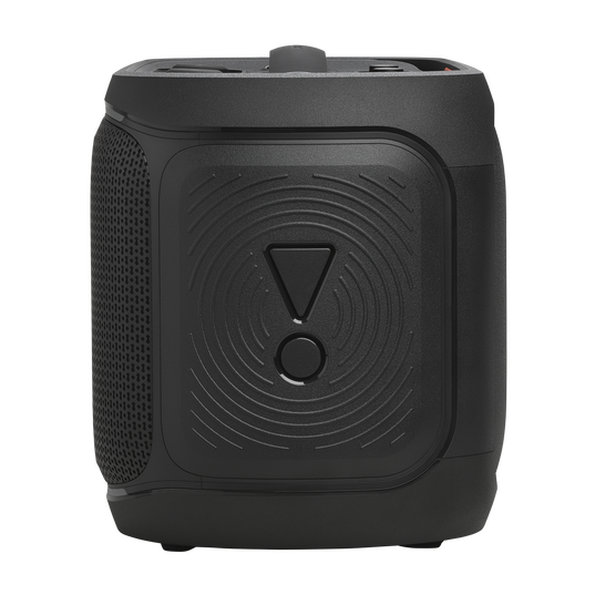 JBL PartyBox On-the-Go 2 - Black - Portable party speaker with two wireless digital mics, handle and a shoulder strap - Left