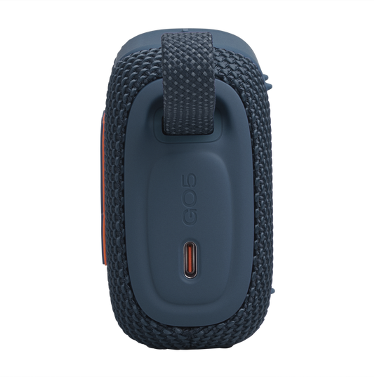 JBL Go 5 - Blue - Ultra-portable waterproof and drop-proof speaker with JBL legendary sound and ambient edge lighting - Left