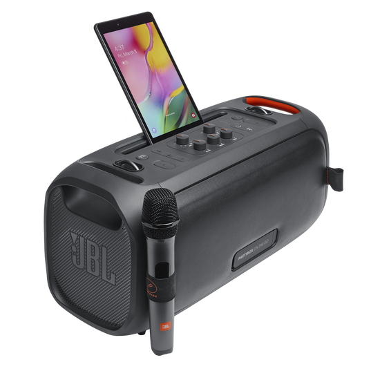 JBL PartyBox On-The-Go - Black - Portable party speaker with built-in lights and wireless mic - Detailshot 5