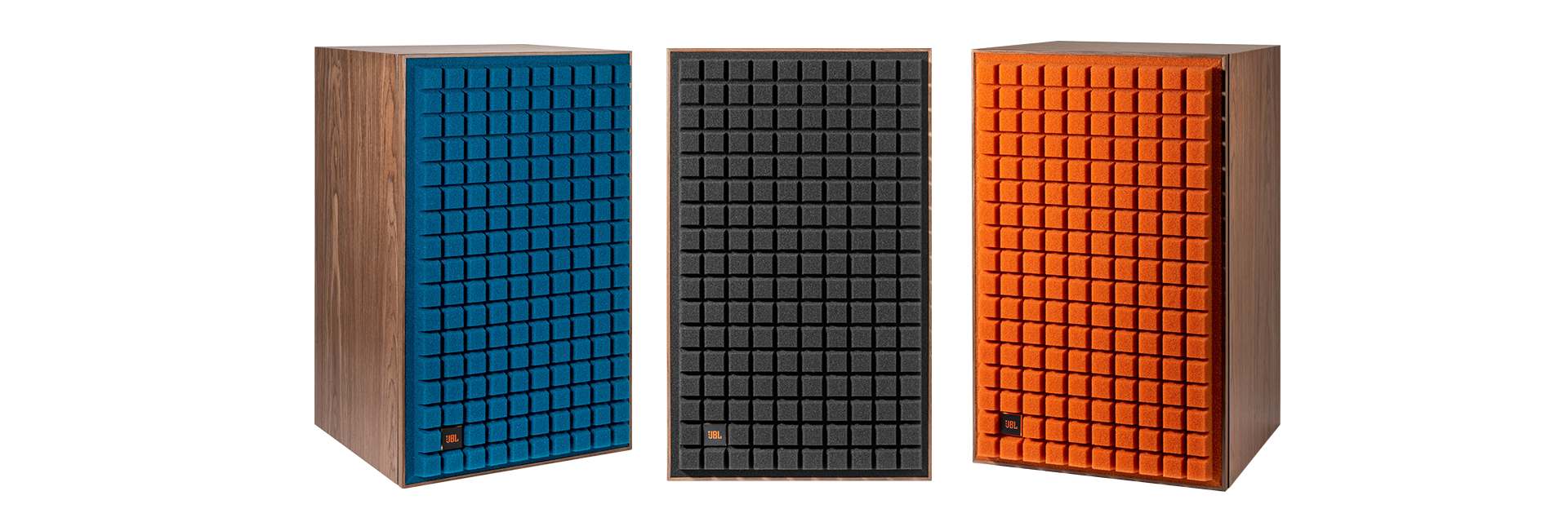 Retro design with iconic JBL styling and vintage Quadrex foam grille in a choice of black, orange, or blue