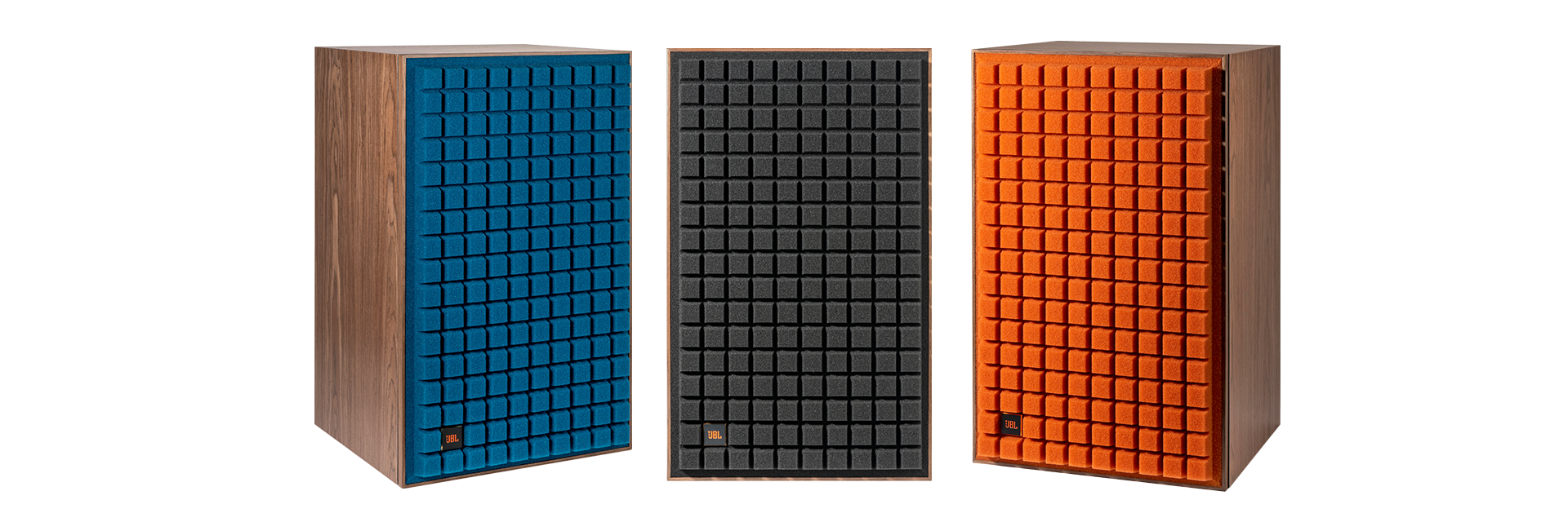 Retro design with iconic JBL styling and vintage Quadrex foam grille in a choice of black, orange, or blue